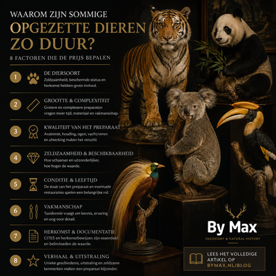 Pourquoi certains animaux naturalisés sont-ils si chers ? Divers animaux naturalisés exceptionnels tels qu’un tigre, un panda, un koala et un calao